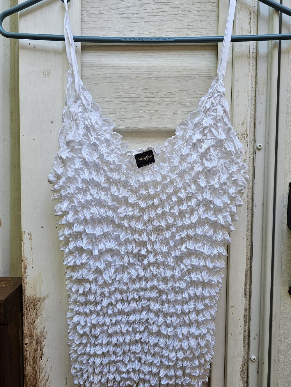 Vintage White Popcorn Stretch Crop Top Y2K Preppy Fairycore Soft Girl 90s Whimsy